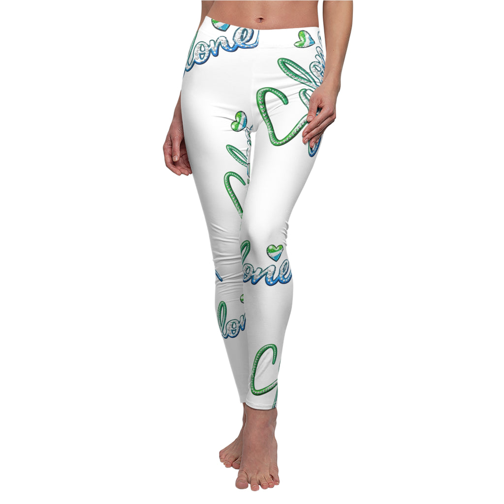 'Salone' Script Heart All-Over Print Women's Leggings