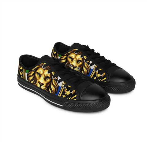 Lion Crest Low-Top Sneakers — Bold Golden Lion Graphic Men's Shoes