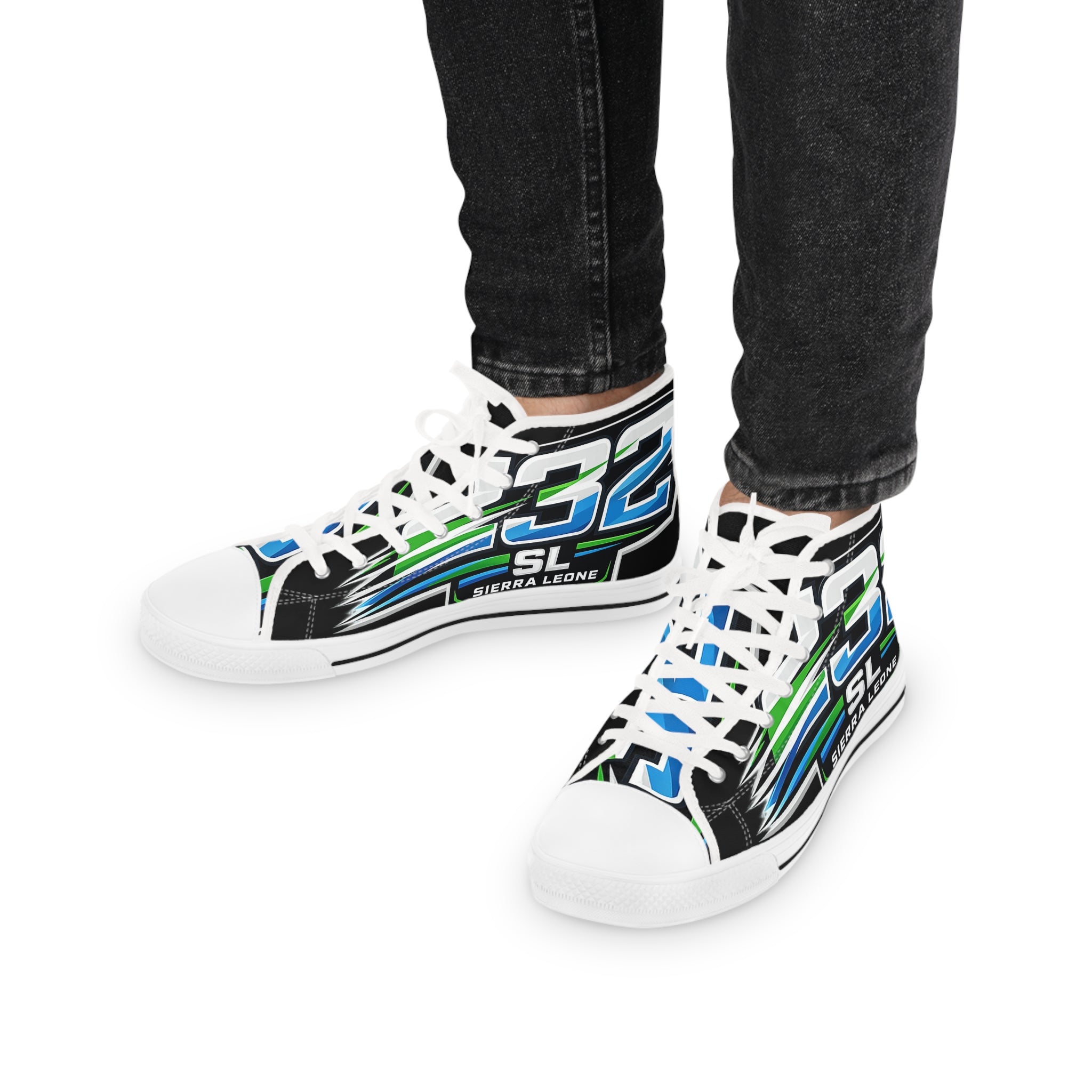 High Top Sneakers — Bold Racing Graphic "SL" Design