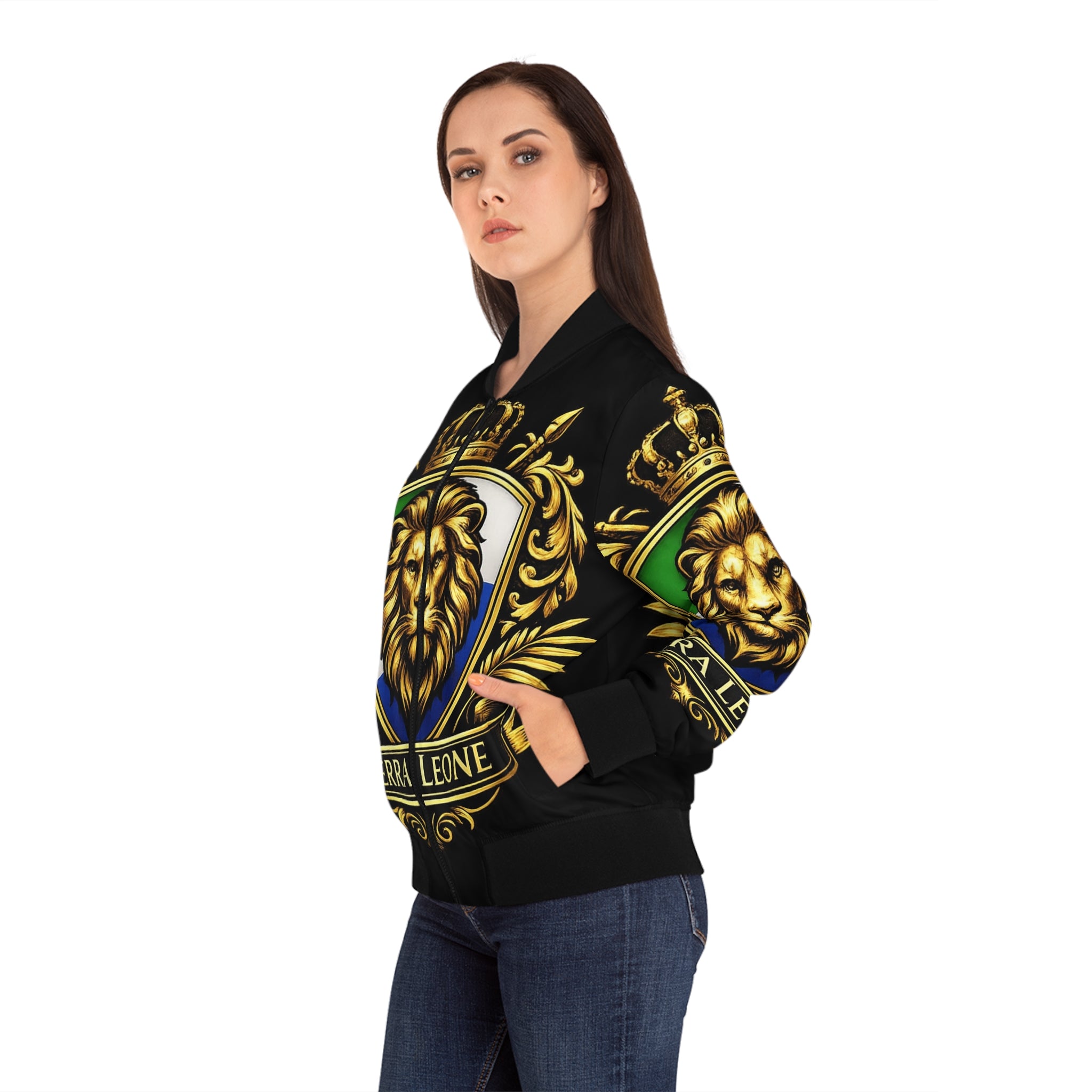 Women's Sierra Leone Lion Crest Bomber Jacket