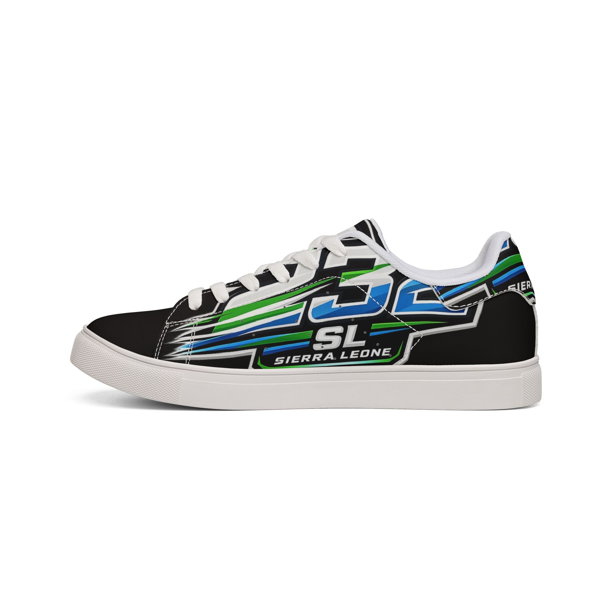 Low-Top Leather Sneakers — Sierra Leone SL 232 Graphic Design