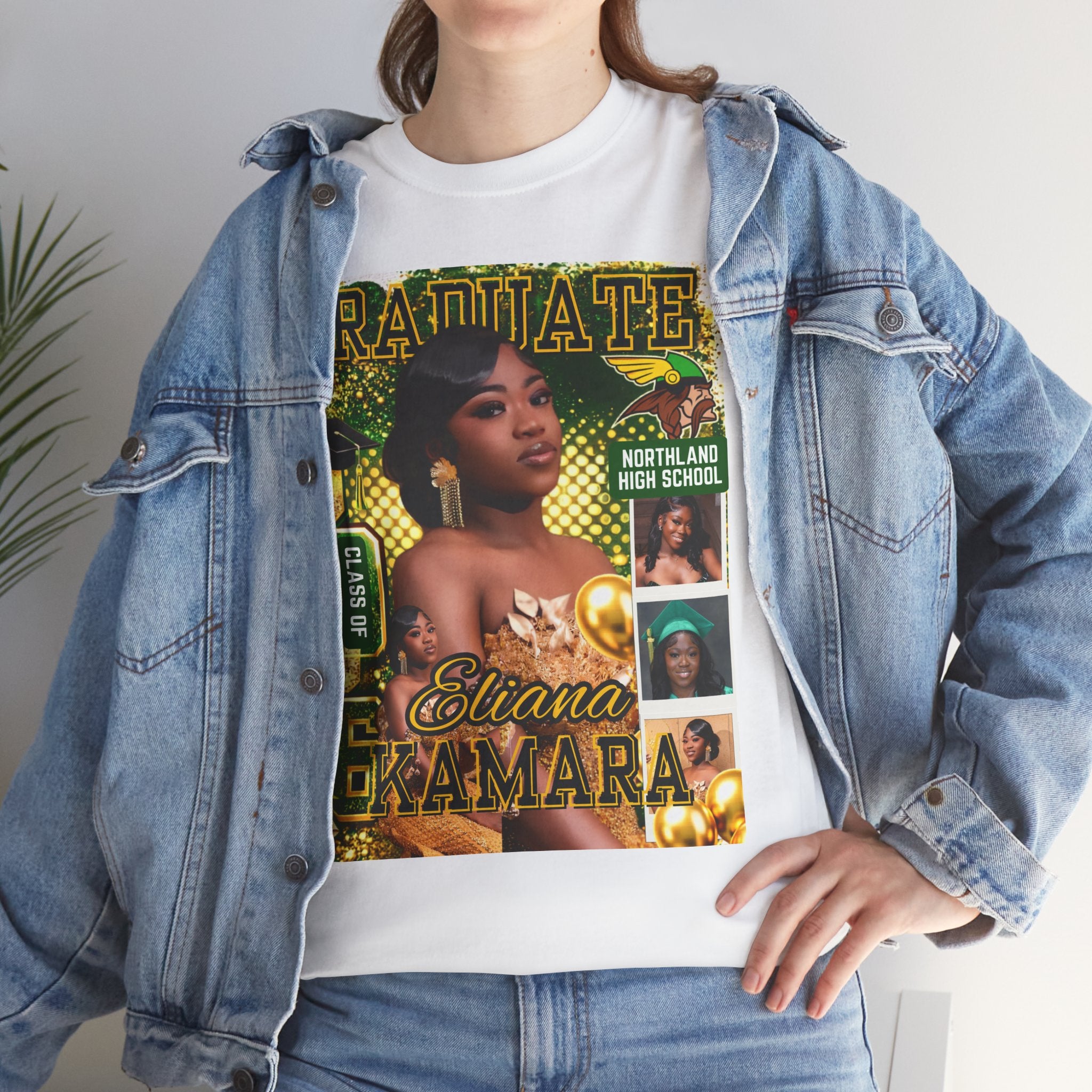 Graduation Photo Tee — Personalized "Graduate" Design with Name (Kamara)