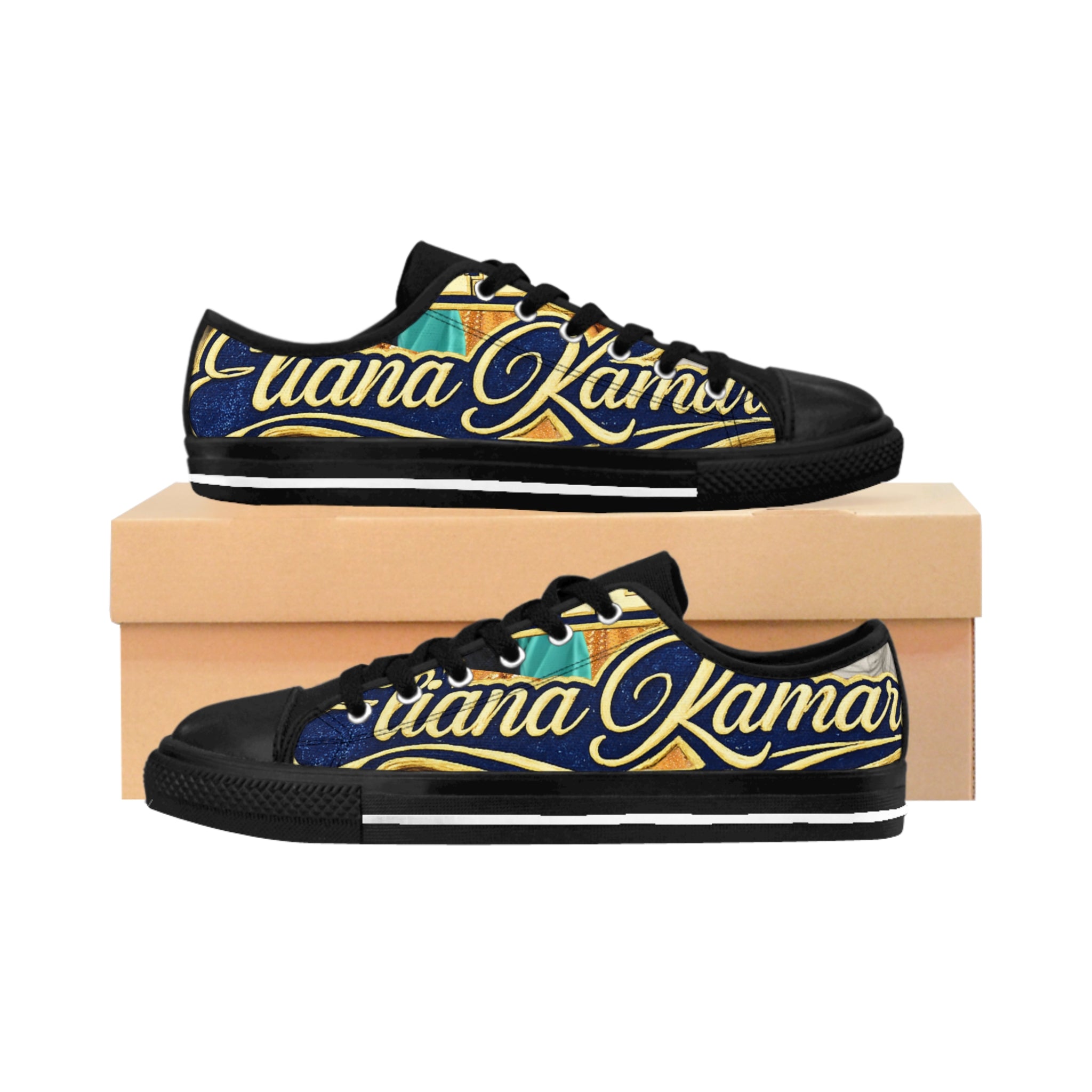 Custom Script Graphic Sneakers — Women’s Personalized Name Canvas Shoes