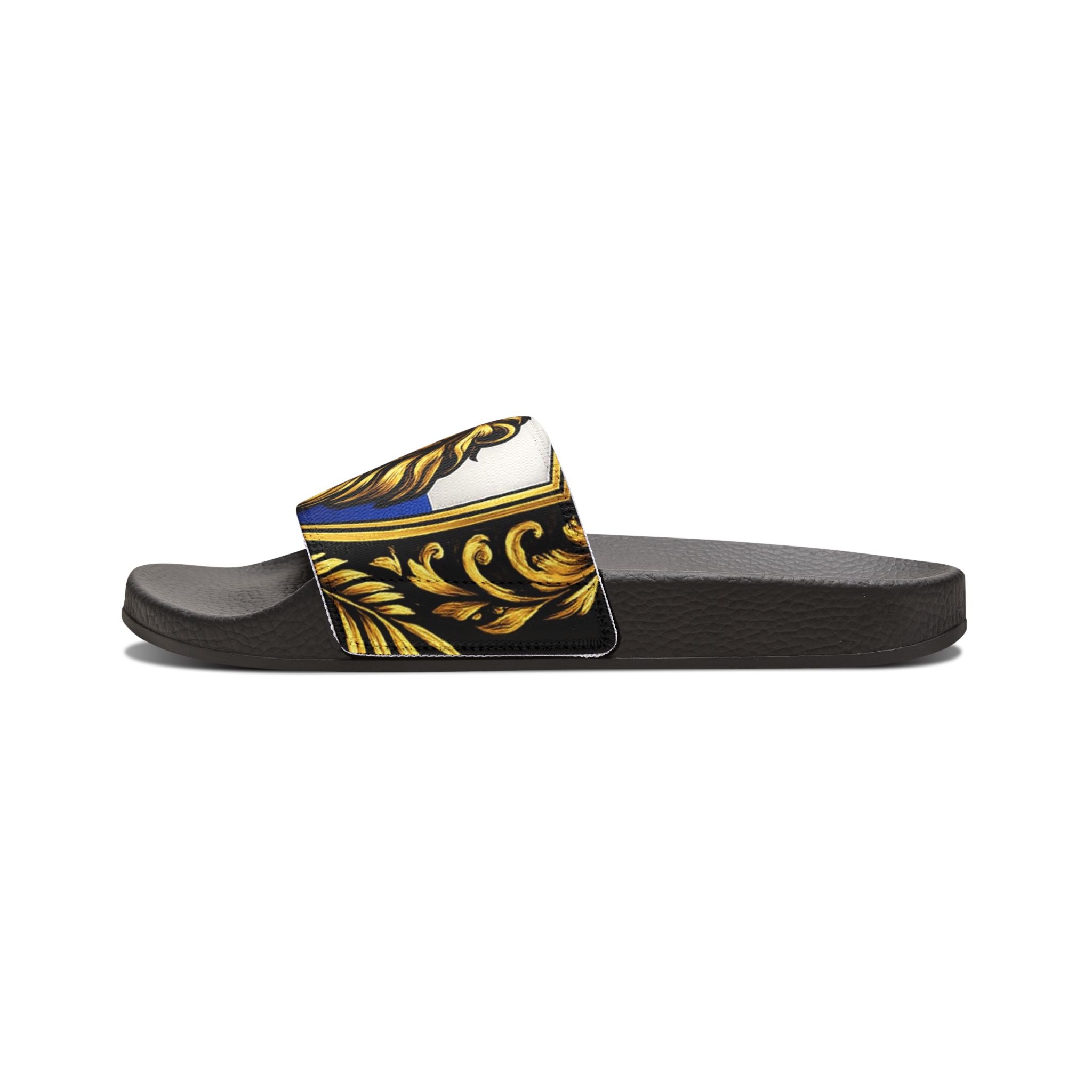 Salone LION Crest Women’s Baroque Print Slide Sandals — Removable Strap Summer Slides
