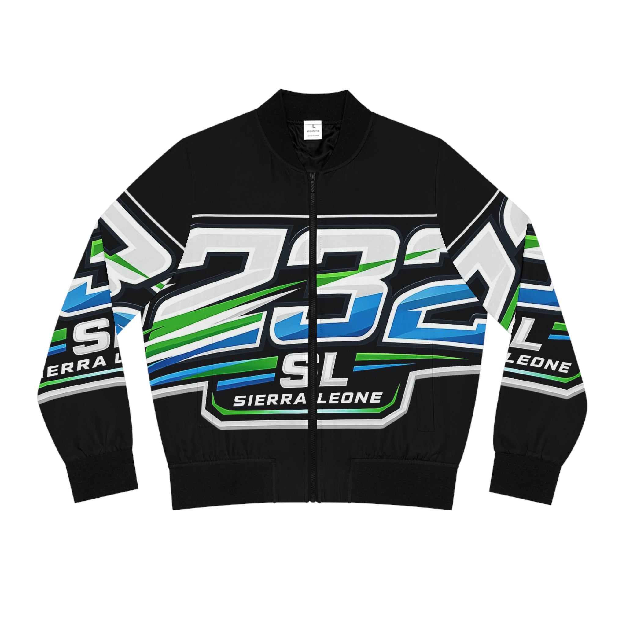 Women's Bomber Jacket — 232 Sierra Leone Graphic Bomber Jacket