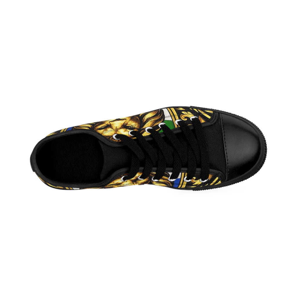 Lion Crest Low-Top Sneakers — Bold Golden Lion Graphic Men's Shoes