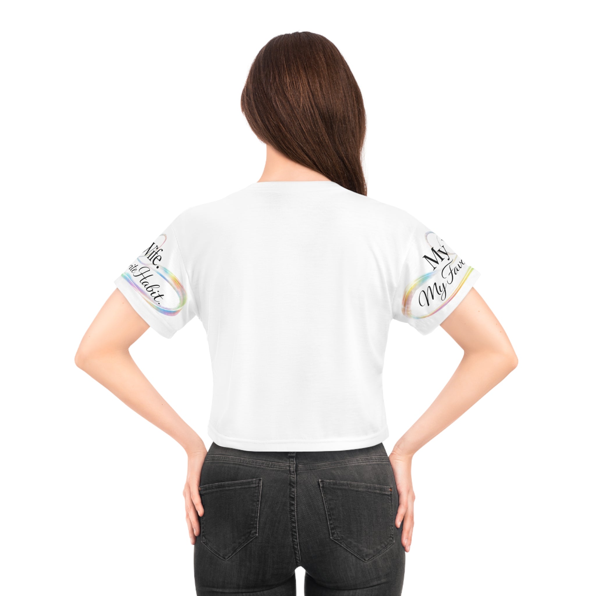 Pride Crop Tee — "My Wife. My Favorite Habit." Romantic Wife Appreciation Top