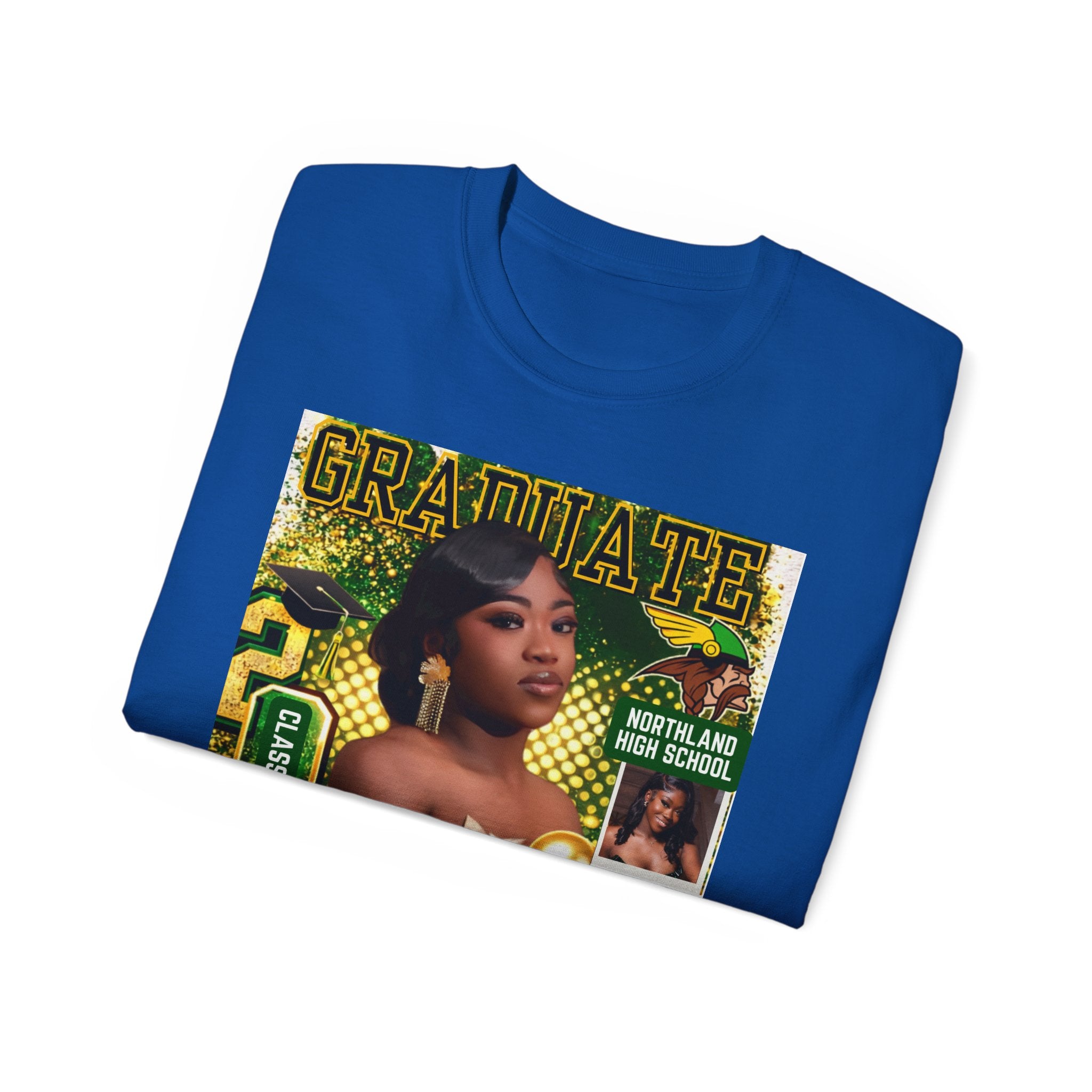 Graduate Photo Collage T‑Shirt — Custom Name "Eliana Kamara" Graduation Tee for the General public