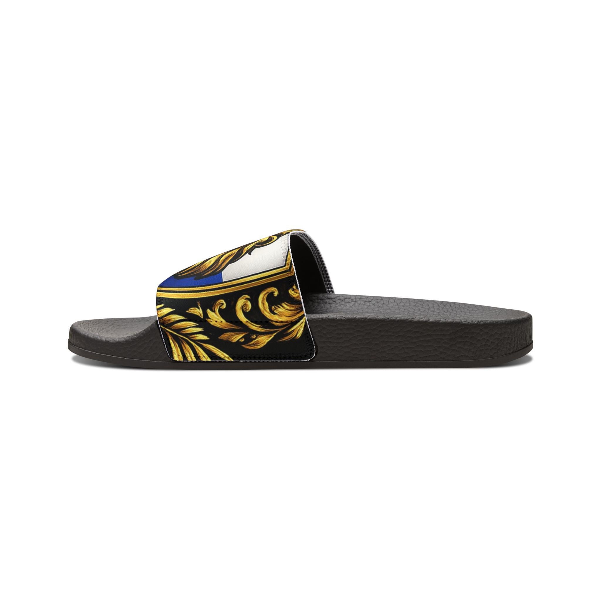 Salone LION Crest Women’s Baroque Print Slide Sandals — Removable Strap Summer Slides