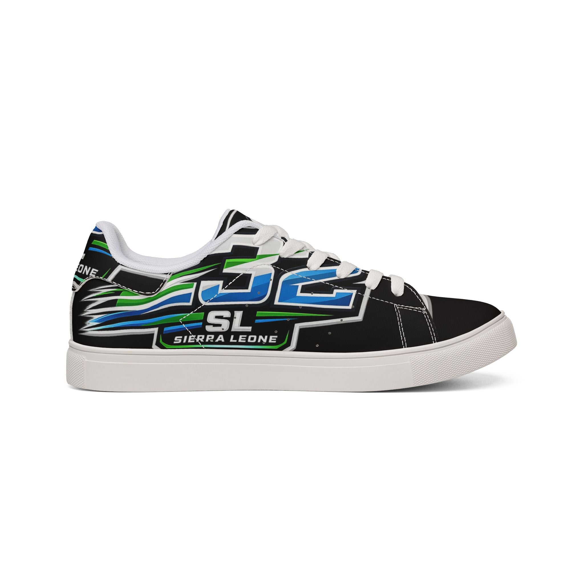 Low-Top Leather Sneakers — Sierra Leone SL 232 Graphic Design