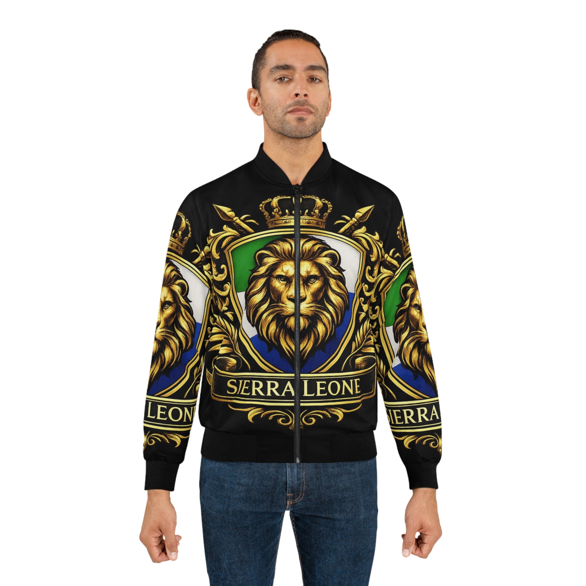 Men's Sierra Leone Lion Crest Bomber Jacket
