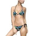 232 Graphic Logo Tie-Side Bikini — Green, white and blue.