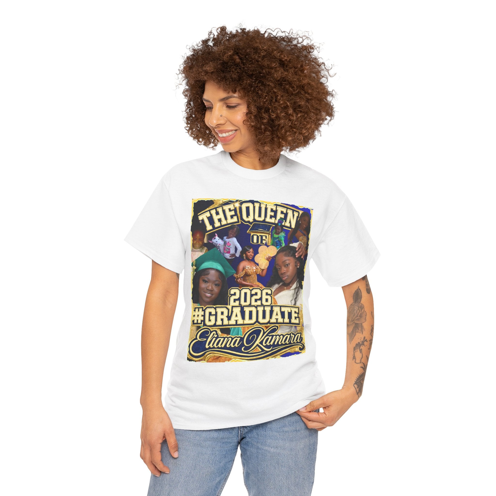 Graduate T-Shirt – “The Queen of 2026 #Graduate Eliana Yamara” Personalized Celebration Tee