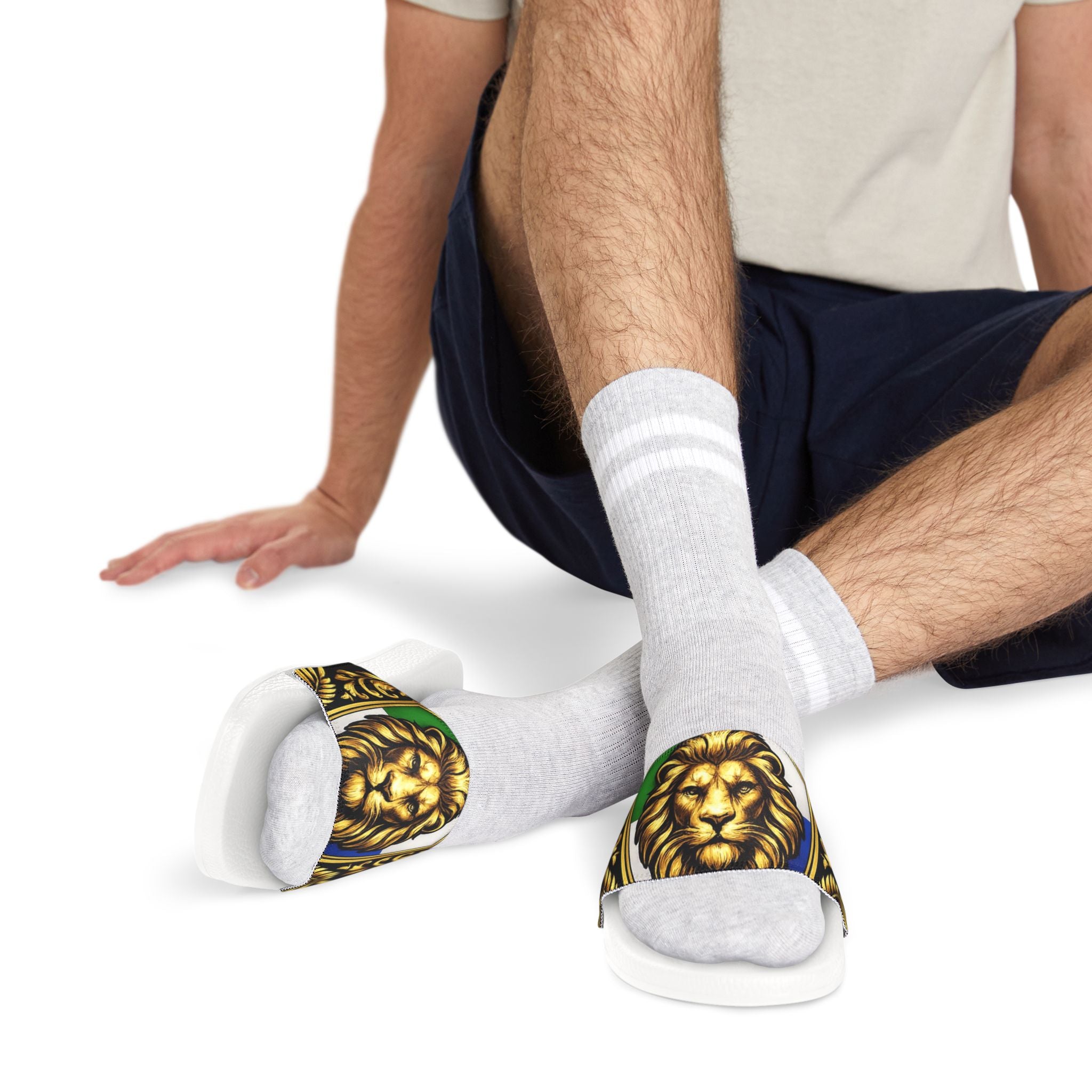 Salone Lion Crest Slide Sandals — Removable Strap Men’s Pool Slides