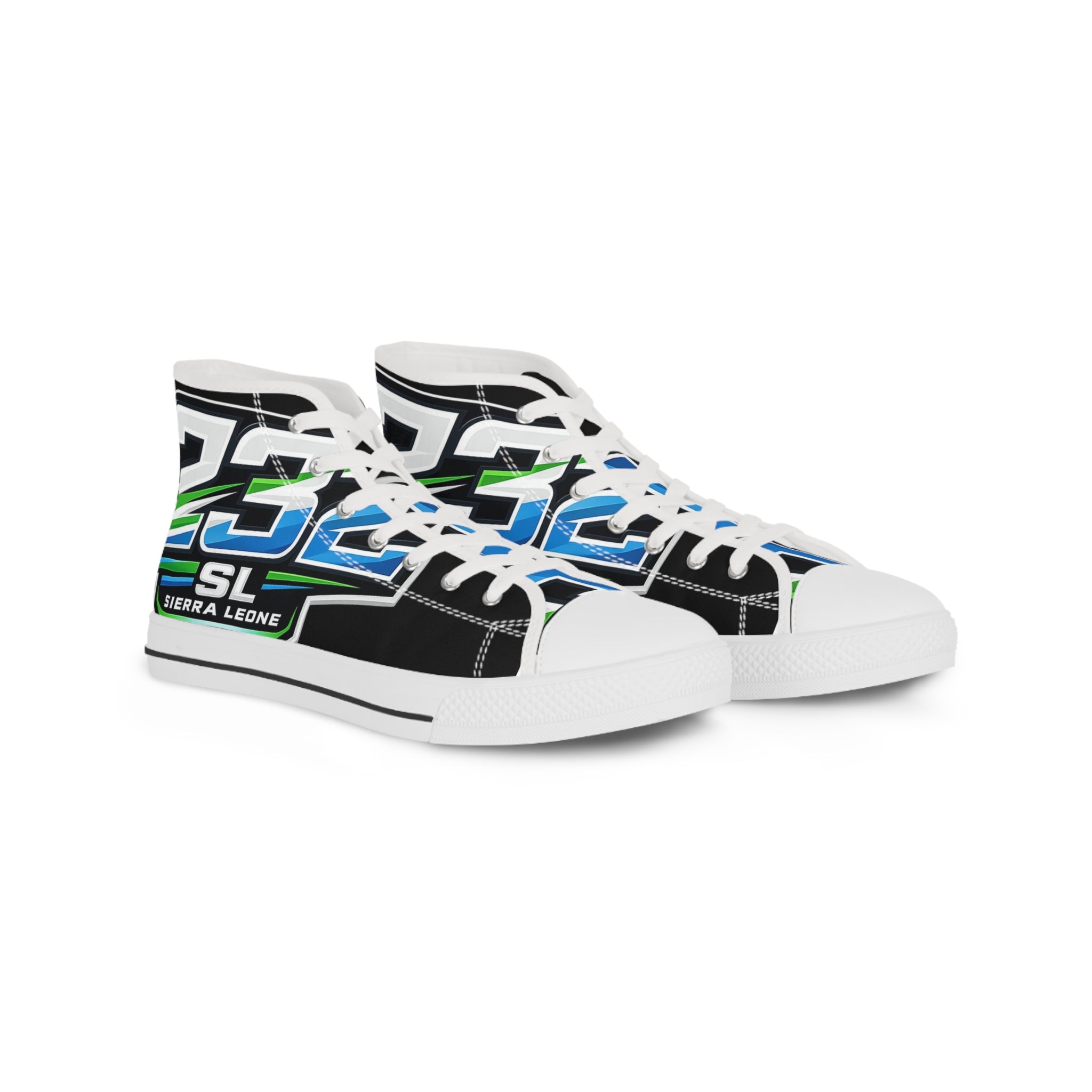 High Top Sneakers — Bold Racing Graphic "SL" Design