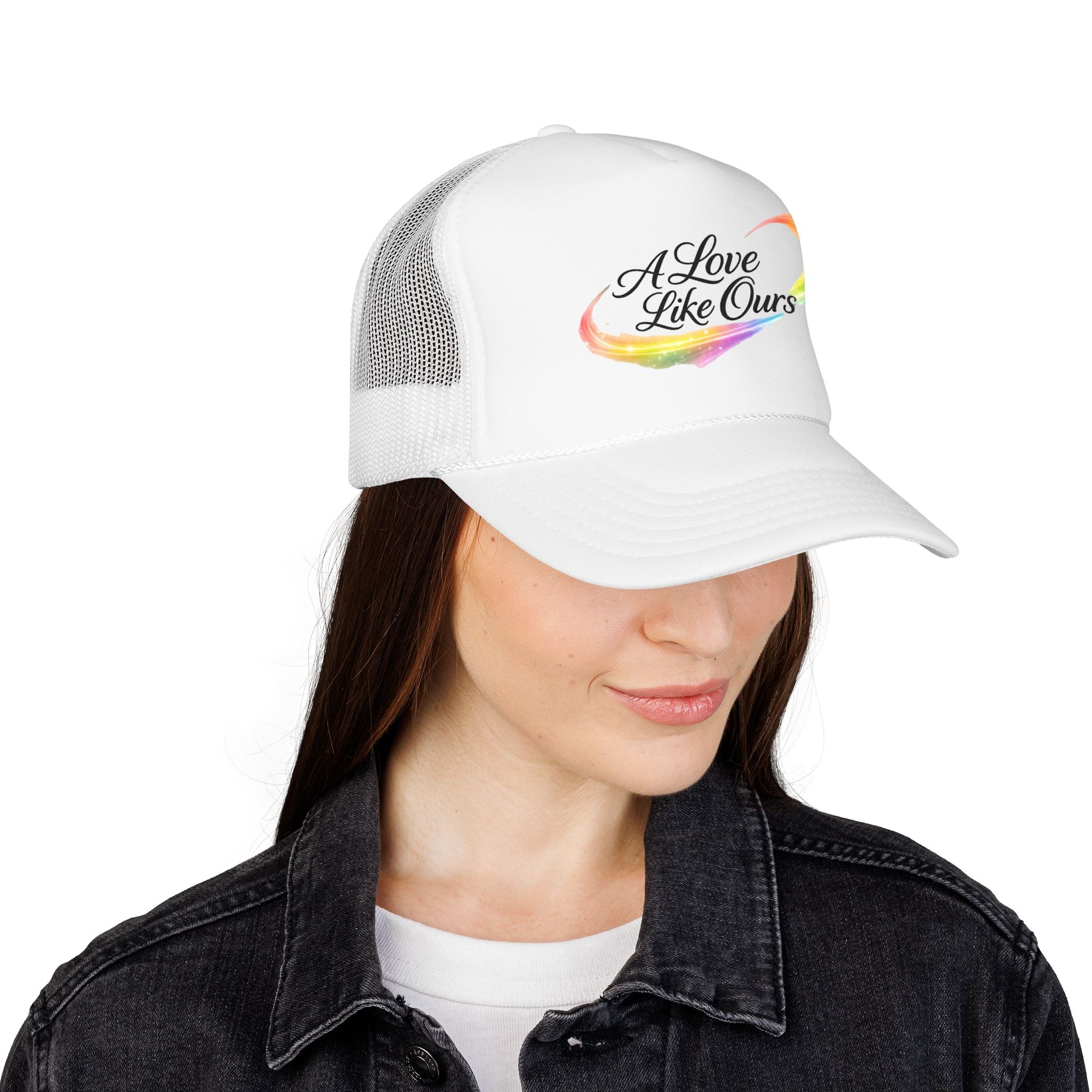 Trucker Hat — "A Love Like Ours" Rainbow Heart Foam Cap