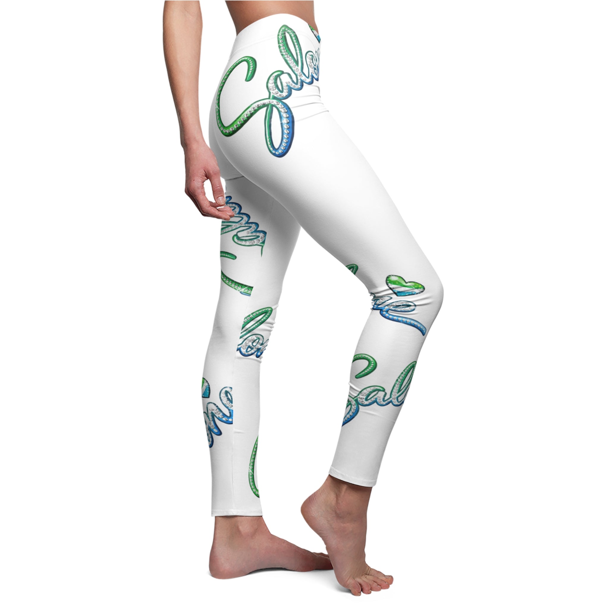 'Salone' Script Heart All-Over Print Women's Leggings