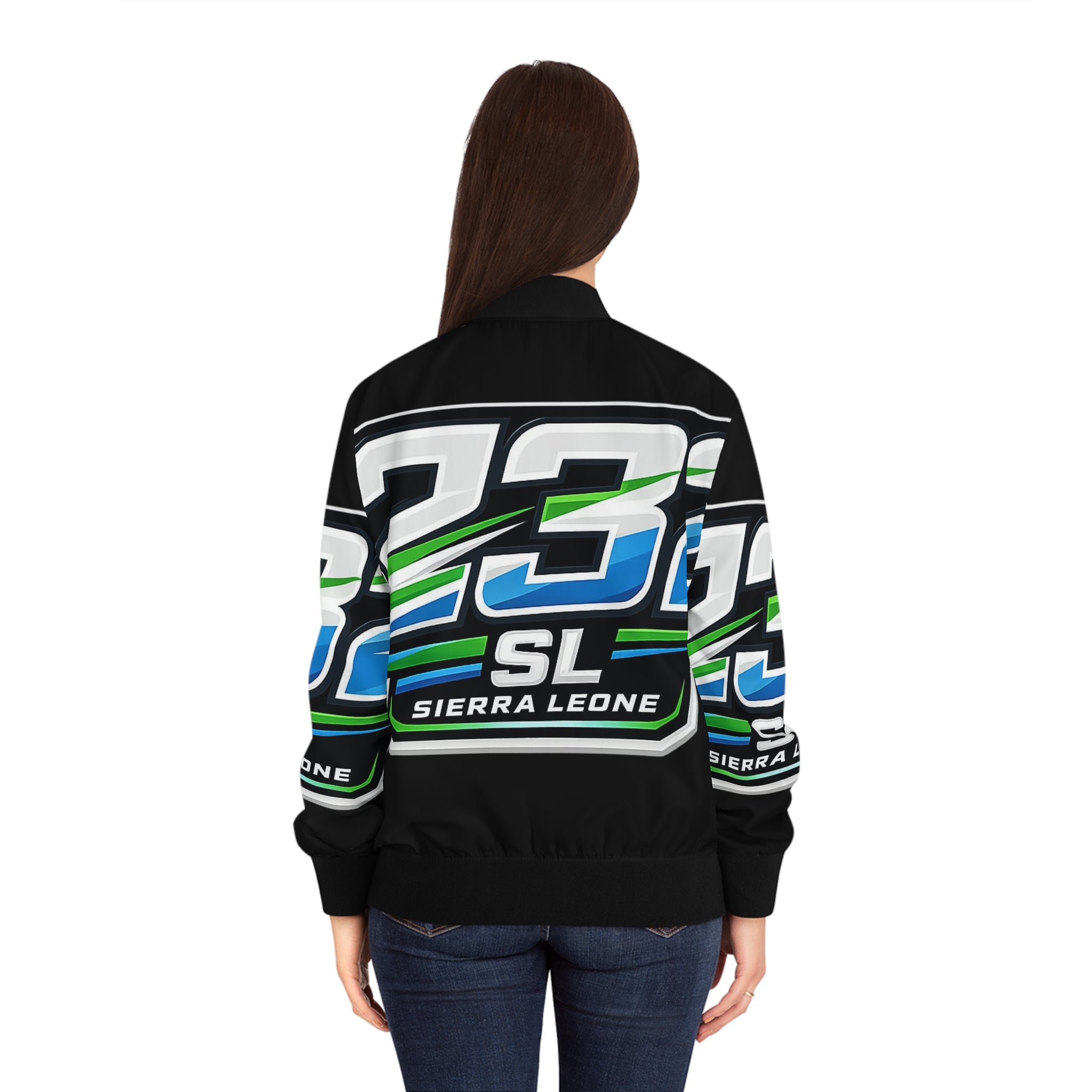 Women's Bomber Jacket — 232 Sierra Leone Graphic Bomber Jacket