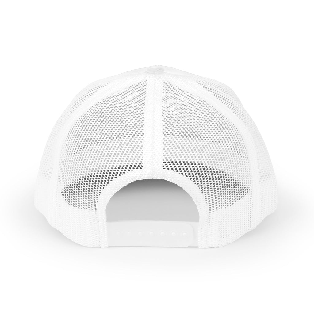 Trucker Hat — "Fire Twins" Retro Flame Logo Mesh Cap