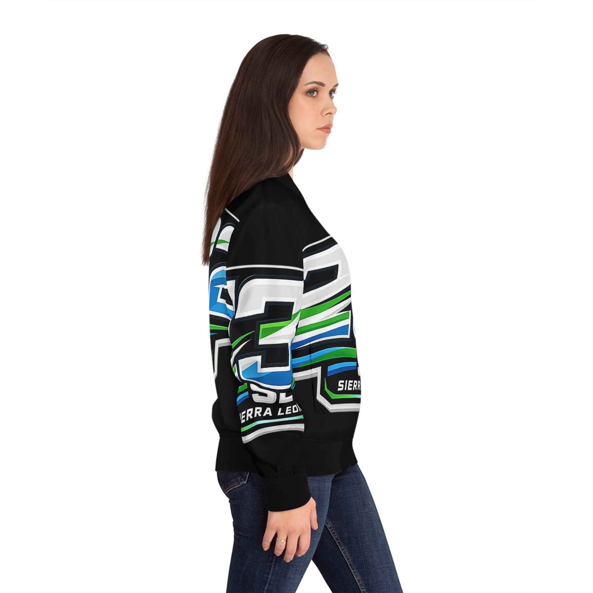 Women's Bomber Jacket — 232 Sierra Leone Graphic Bomber Jacket