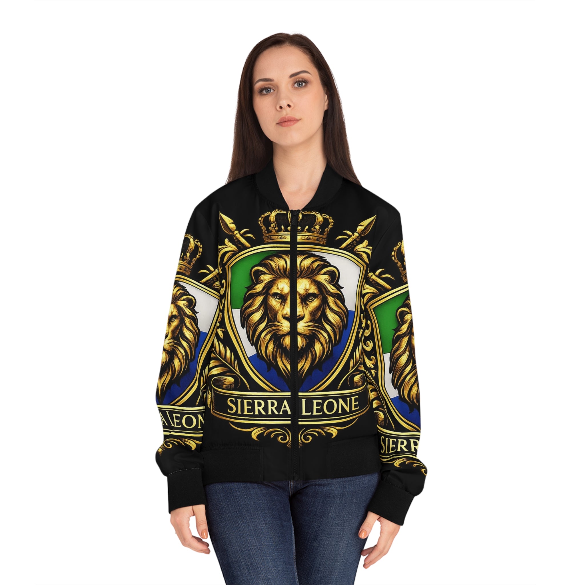 Women's Sierra Leone Lion Crest Bomber Jacket