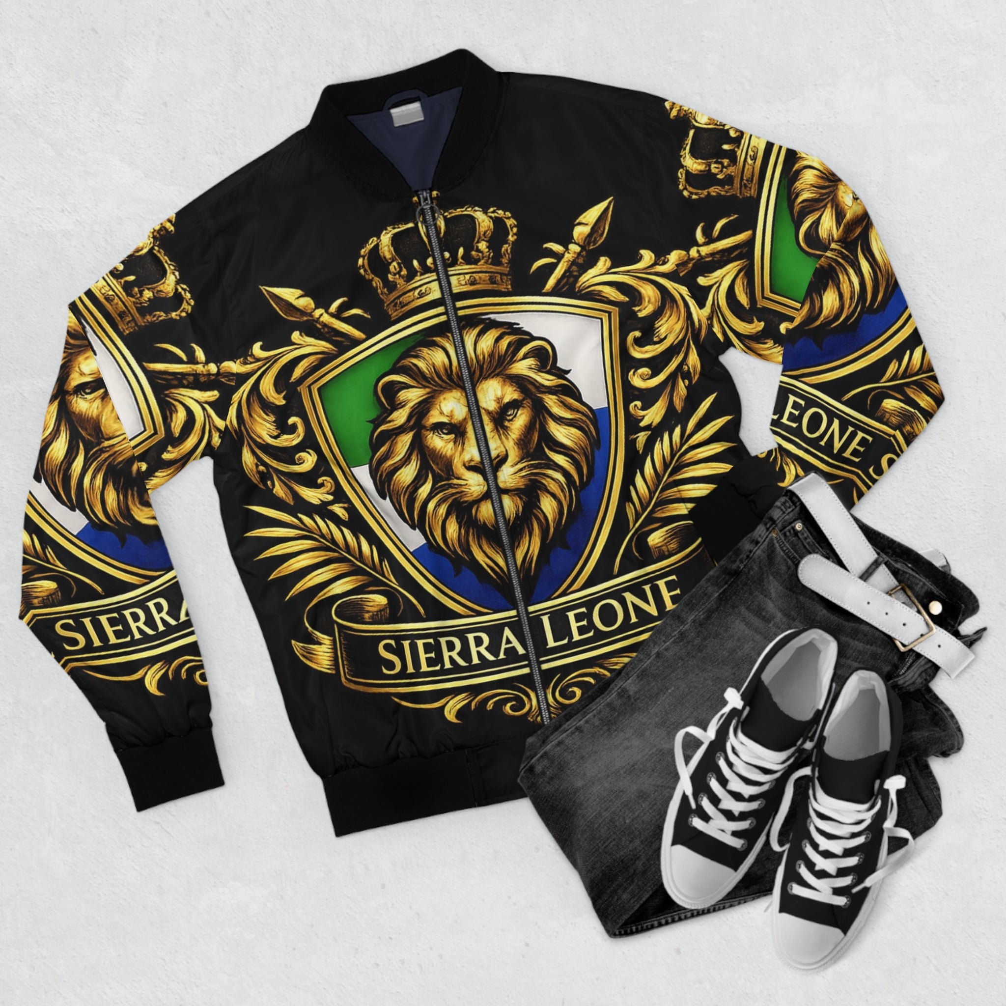 Men's Sierra Leone Lion Crest Bomber Jacket