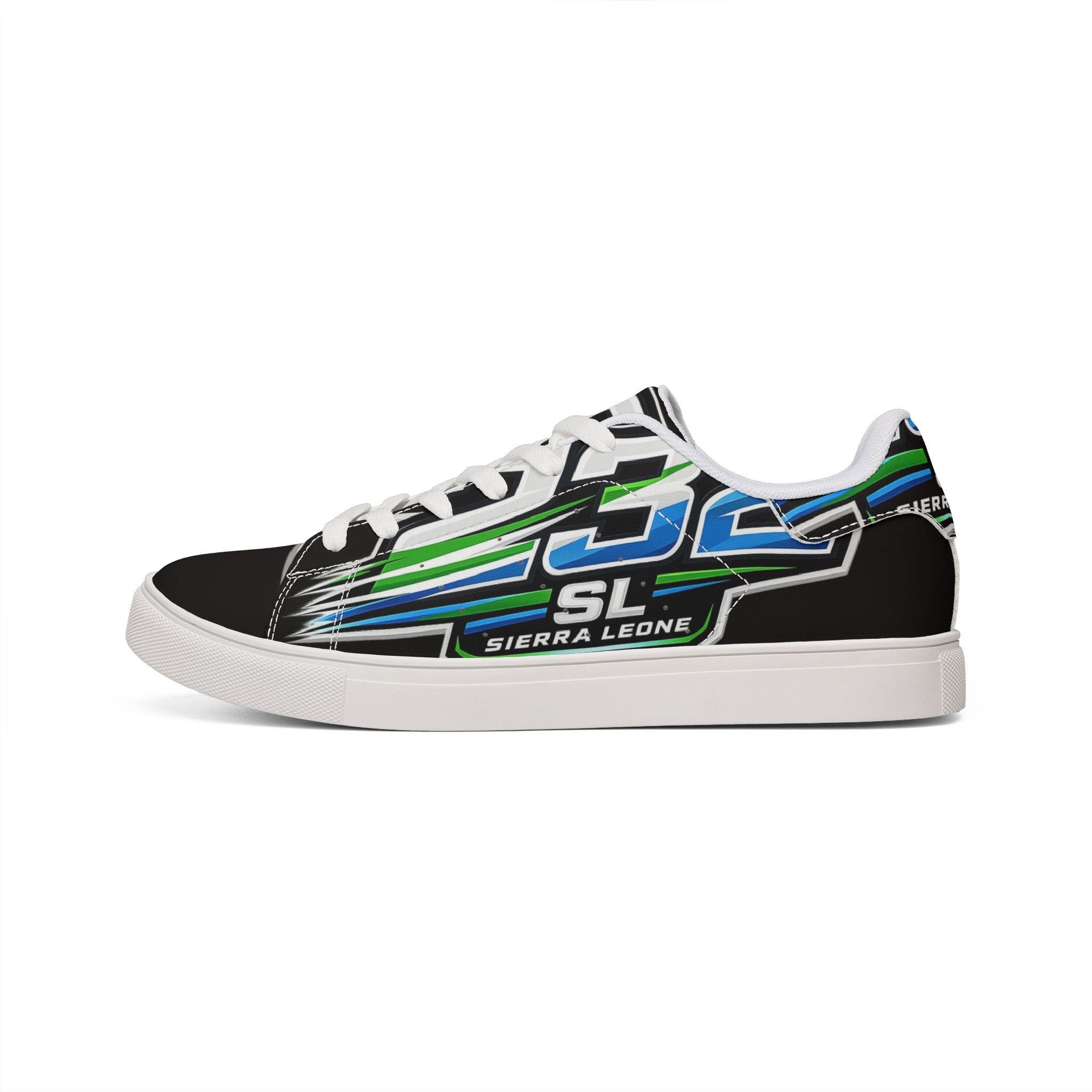 Low-Top Leather Sneakers — Sierra Leone SL 232 Graphic Design