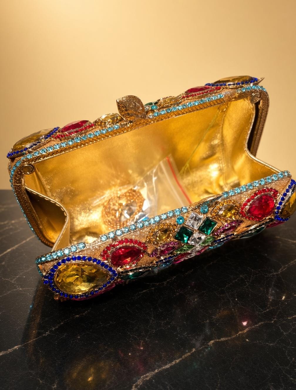Rainbow Cut Gem Clutch Purse