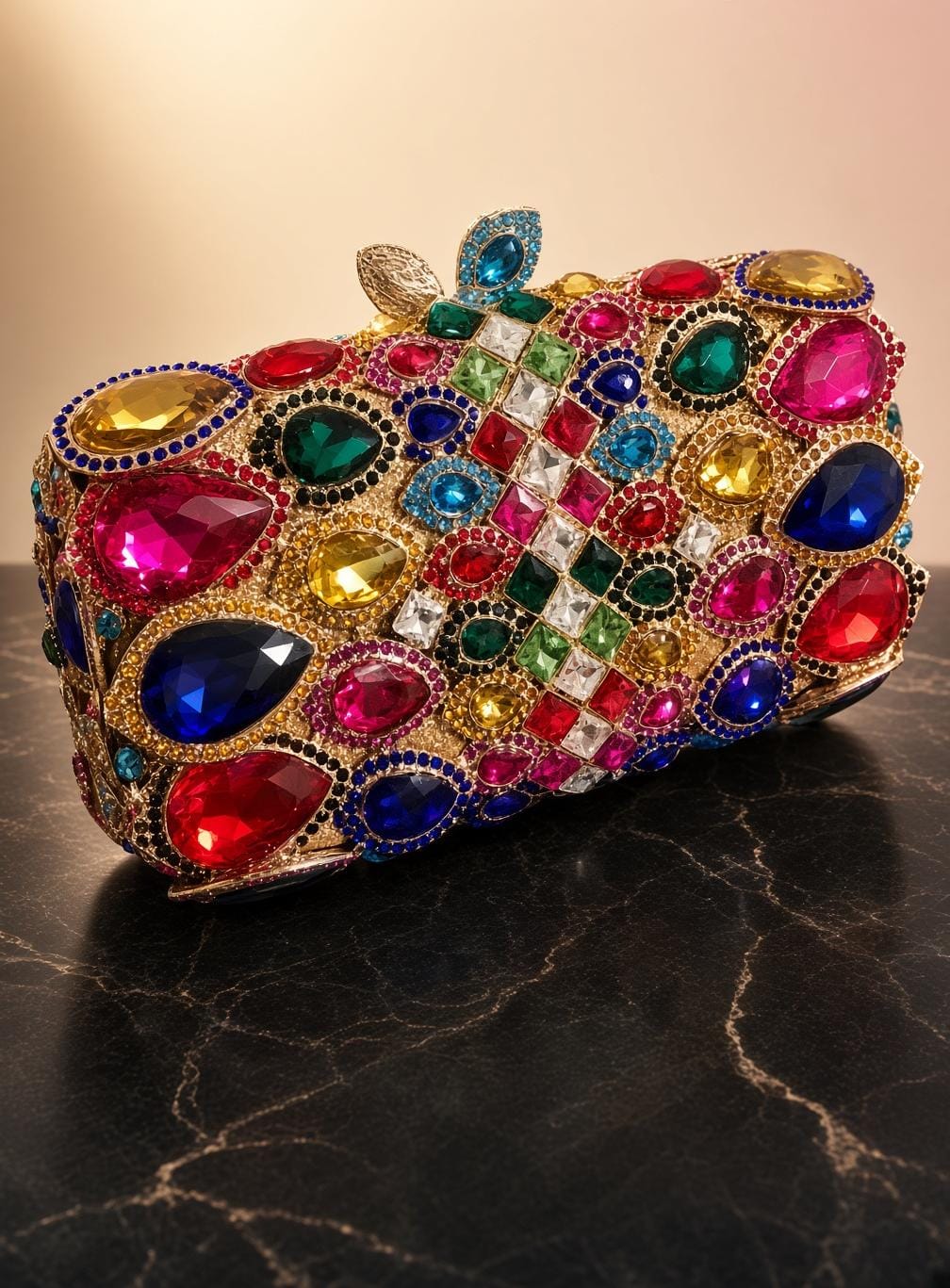 Rainbow Cut Gem Clutch Purse