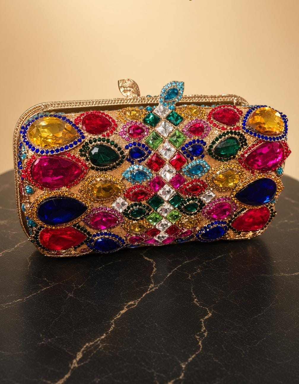Rainbow Cut Gem Clutch Purse