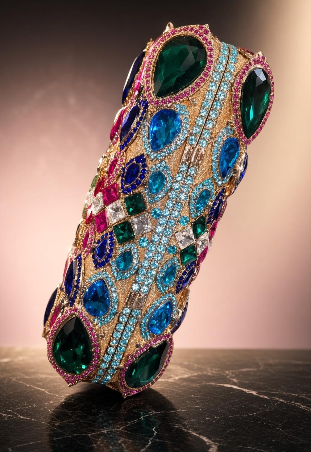 Rainbow Cut Gem Clutch Purse