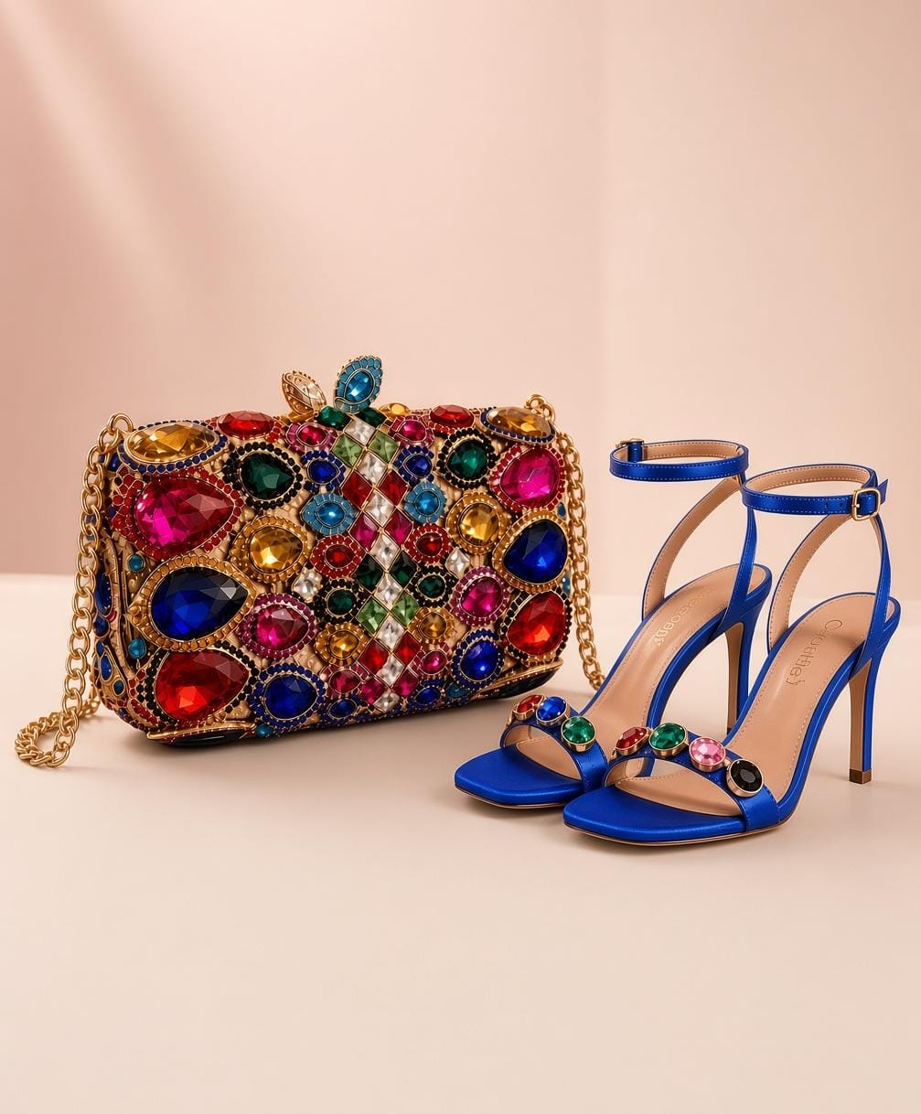 Rainbow Cut Gem Clutch Purse